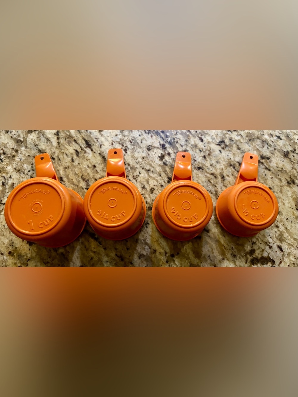Vintage Tupperware Harvest Orange Measuring Cups Set of 4 Nos 761 762 763 764